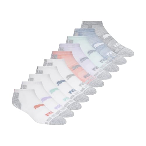 PUMA Kids' 10 Pack Low Cut Socks Peach 9-11 Active Children's Socks