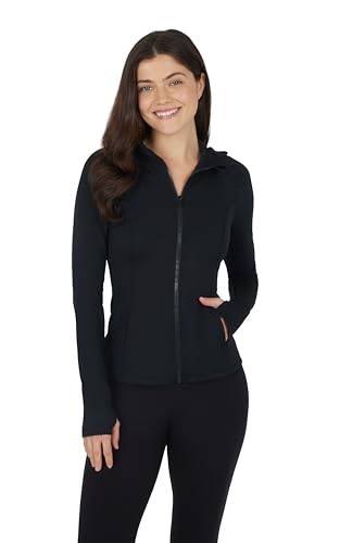 Yogalicious Black Medium Full-Zip Lightweight Hooded Yoga Jacket with Pockets