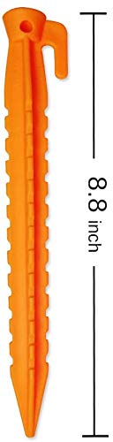 Heavy Duty 8 Pack Tent Stakes - 8.8 Inch Plastic Pegs