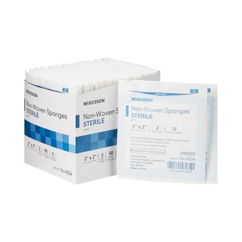 Sterile Non-Woven 4-Ply Sponges, 2 x 2 Inch, 100 Count