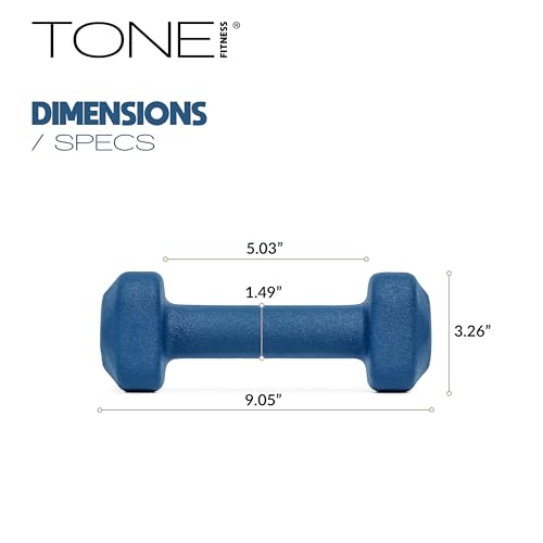 Beige 8 lb Neoprene Dumbbell Pair with Anti-Roll Square Head - Tone Fitness