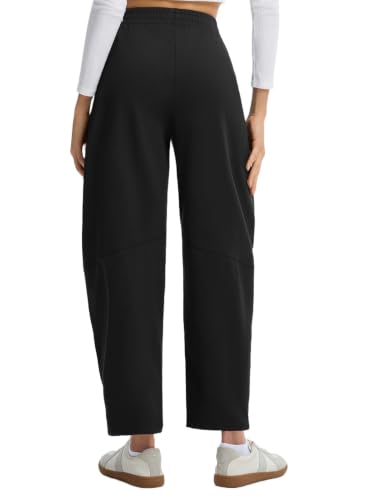 Baleaf Women's 27" Fleece-Lined Wide Leg Winter Pants Black Medium