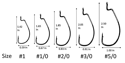 EWG Offset Shank Worm Hook - Size #2/0, 15 Count - High Carbon Steel
