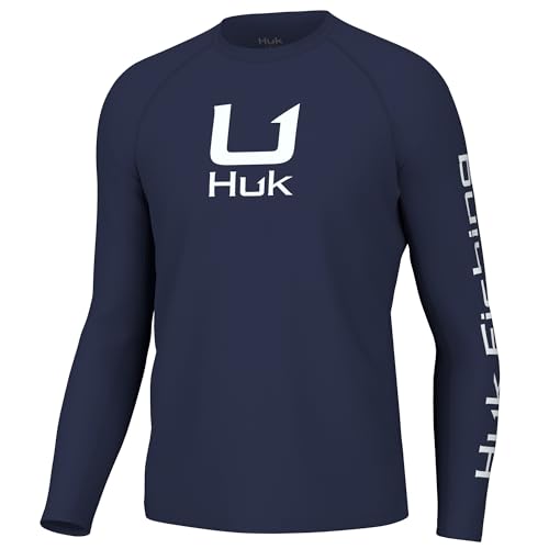 HUK Men's Icon X Crew Long-Sleeve Performance Fishing Shirt XL Naval Academy