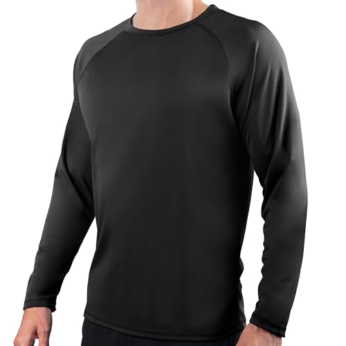 Men's Long Sleeve Swim Shirt - Quick-Dry UPF 50+ Rash Guard - XX-Large Black