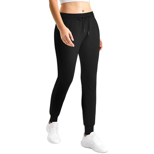 Full Length Womens Joggers with Pockets - X-Large Black