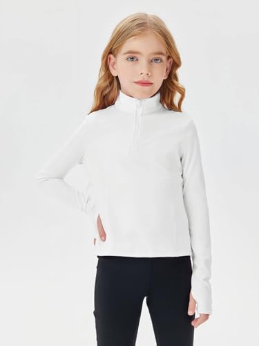 Girls Half Zip Pullover Sweatshirt - 9-10 Years, White