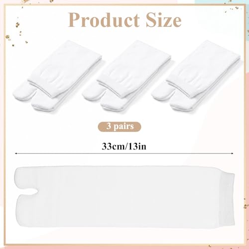 Tabi Split Toe Socks - 3 Pairs Cotton Flip Flop Socks - White