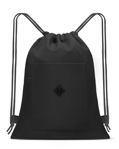 Drawstring Backpack with Wet Pocket - Small, Black