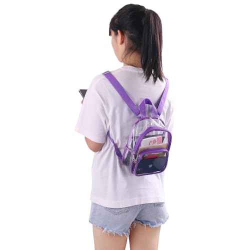 Clear Mini Backpack for Stadium Events - Purple PVC - 7.5x2.8x9