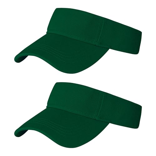 Adjustable Sun Visor Hats - 2 Pack for Outdoor Activities - Green