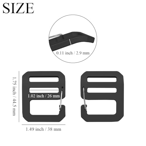 G Hook Buckles - Tactical Adjustable Webbing Clip 1 Inch - Black