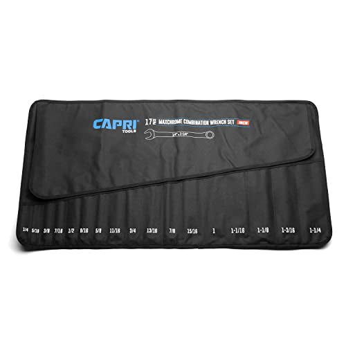 Capri Tools Wrench Roll Up Pouch, SAE, 17 Pockets, Black