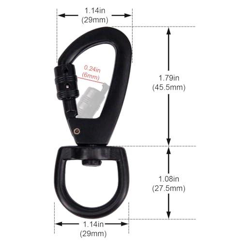 Heavy-Duty Dog Leash Clips - 2 Pack Locking Swivel Ring - Black