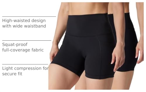 Yogalicious High Waist Biker Shorts 5” & 7” Squat Proof Workout Yoga Shorts - 2 Pack, Medium, Black with Pockets