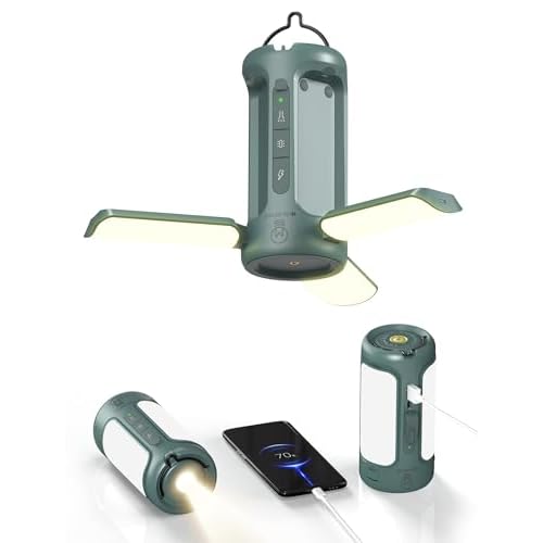 Foldable Camping Light Rechargeable Lantern, 10000mAh, Portable Flashlight, IP54 Waterproof, 1/4" Screw Adapter, 750LM, 5 Modes, LED Tent Light for Camping, Hiking, Fishing