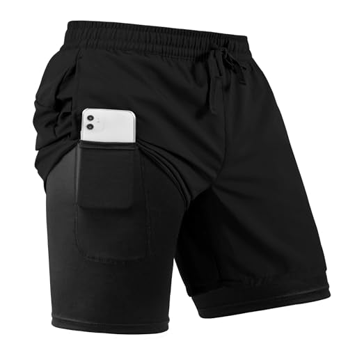 Tyzrdnac Men's 2 in 1 Athletic Quick Dry Shorts,Running