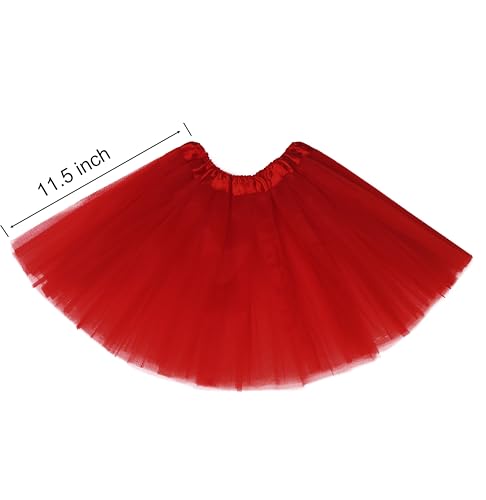 Girls Tutu Skirt - 3 Layers Tulle Ballet Costume - Red