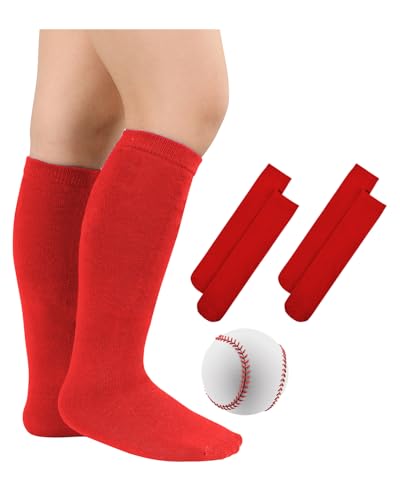 Kids Knee High Soccer Socks - 2 Pair Red, Ages 3-6