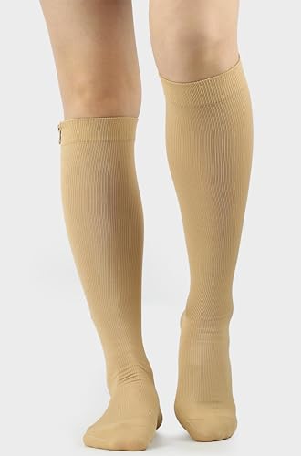 Compression Socks for Women & Men - Knee High Support, Skin Color, Small-Medium