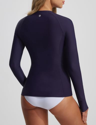 Women's UPF50+ Long Sleeve Rash Guard - Navy Blue, XX-Large
