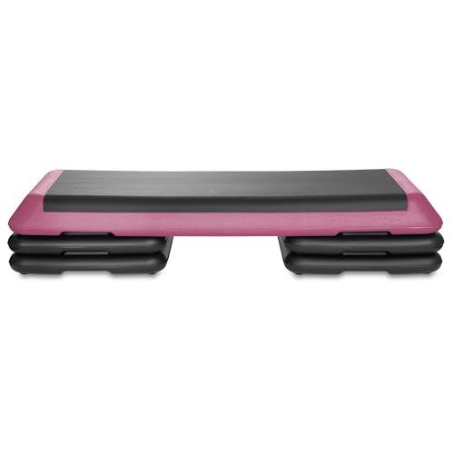 Aerobic Step Platform with Adjustable Height & 4 Risers - Pink