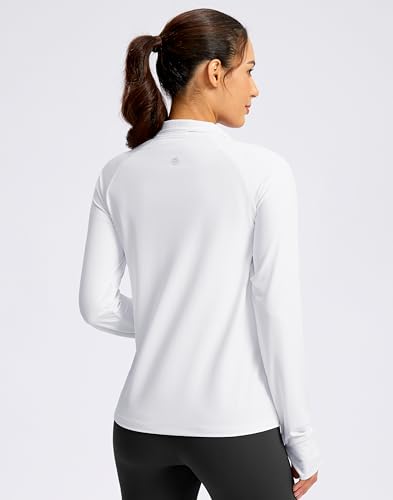Women's Athletic Jacket - Lightweight Zip-Up, UPF 50+, Medium/White