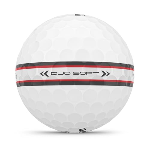 Duo Soft Golf Balls - 12 Pack, White/Red Stripe