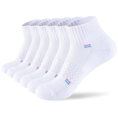 Light Compression Ankle Socks for Women - Arch Support - Solid White 3 Pairs