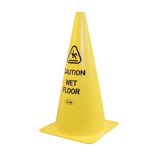 Yellow Safety¢ç Commercial 15 Inch "Caution Wet Floor" Sign Cone, 4 ct., Easy to Use and Store