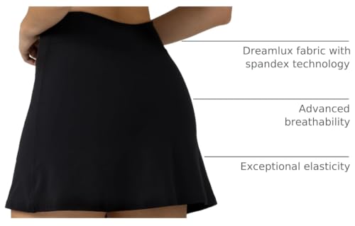 Colorfulkoala Dreamlux Tennis Skirt with Inner Shorts, Black, X-Large – High Waisted Golf/Training Skort