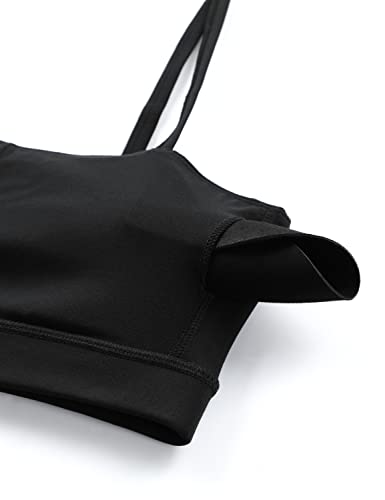 CRZ YOGA Butterluxe Thin Strap Sports Bra, Medium Black