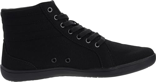 WHITIN Men's Wide Hi-Top Barefoot Shoes All Black 8.5 Wide with Ankle Support