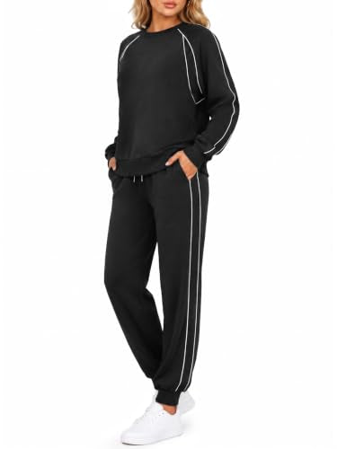 Yousify Women's 2-Piece Sweatsuit Set Black Small Athletic Tracksuit