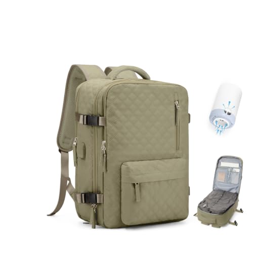 VGCUB Travel Backpack with Vacuum Seal Compression Bags - Khaki