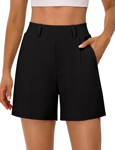 Black BMJL High Waisted Athletic Shorts with Pockets - 4.5" Workout for Women, Large