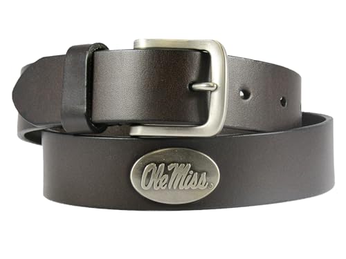Mississippi Rebels Leather Concho Belt - 34 Inch Brown