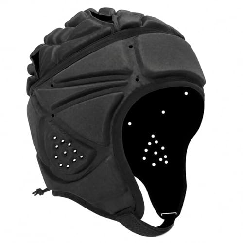 Youth Football Helmet Padding - Adjustable Soft Shell Rugby Helmets, Black Small