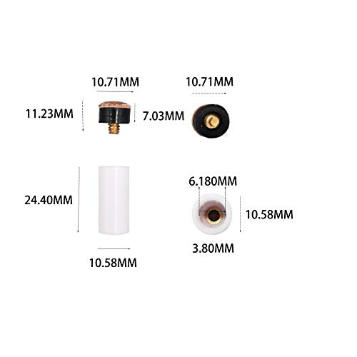 12mm Pool Cue Tips Replacement Set - 20 Pieces with Ferrules