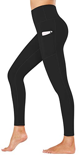 Fengbay High Waist Yoga Pants with Pockets - Tummy Control Workout Leggings Black Medium