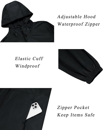 Hount Women's Waterproof Rain Jacket - Lightweight Packable Hooded Windbreaker