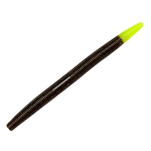 Dinger Soft Plastic Fishing Bait - 6-Inch Green Pumpkin Chartreuse, 6 Pack
