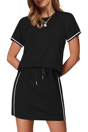 Sampeel Women's Skirt Set 2-Piece Summer Outfits Black XL - Travel & Workout
