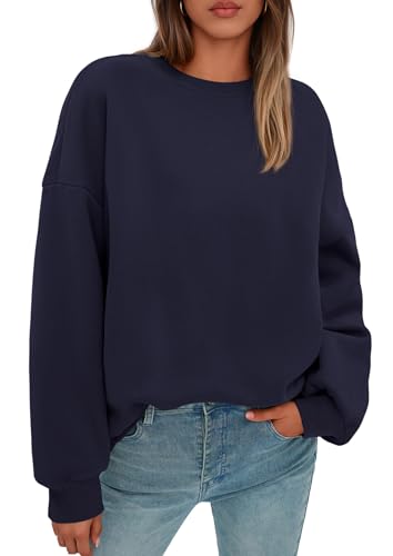 PrettyGarden Womens Oversized Crewneck Sweatshirt Navy Blue M — 2026 Fall