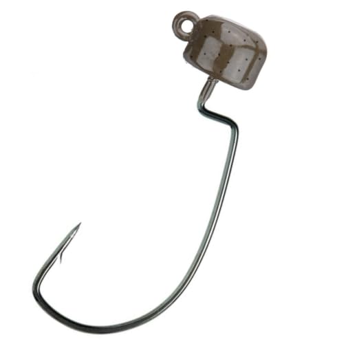 Reaction Tackle Tungsten Ned Rig Mushroom Jig Heads 1/8 oz Green Pumpkin 5-pack, EWG/standard options