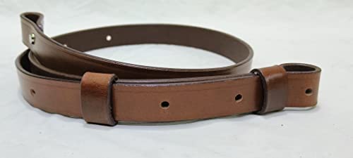 Brown Leather Rifle Sling - 1" Wide Adjustable Gun Strap