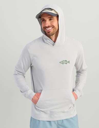 HUK Men's Lightweight Fishing Hoodie Tee with UPF Sun Protection - Large, Harbor Mist