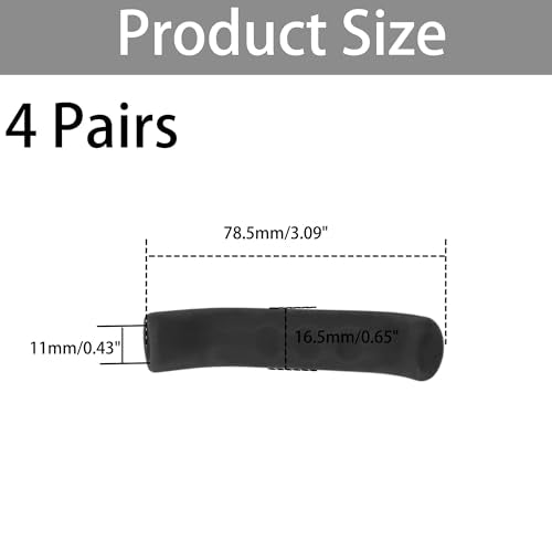 Silicone Brake Lever Grip Covers - Anti-Slip Handle Protectors, 4 Pairs - Black