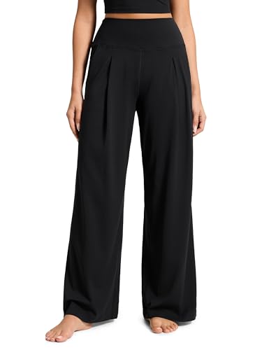 CRZ YOGA Butterluxe Palazzo Pants Black Medium 30-Inch High-Waist Pants