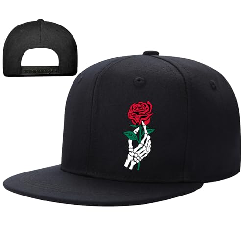 Christian Snapback Hat for Men - Adjustable Black Cap - Fingers Holding Flowers